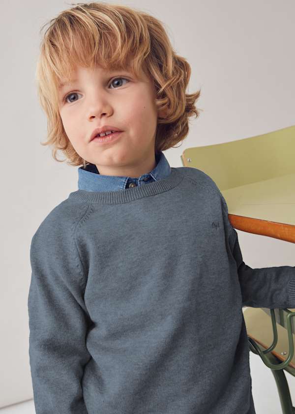 Jersey Básico de Manga Larga para Niño Color Gris Acero