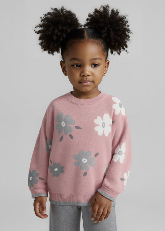Jersey de Flores en Color Maquillaje para Niña – Mayoral