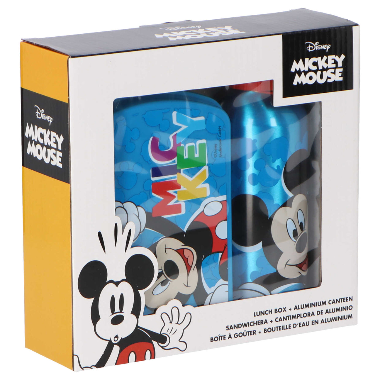 Pack Fiambrera y Botella de Acero Inoxidable Infantil Disney Mickey Mouse en Azul y Rojo