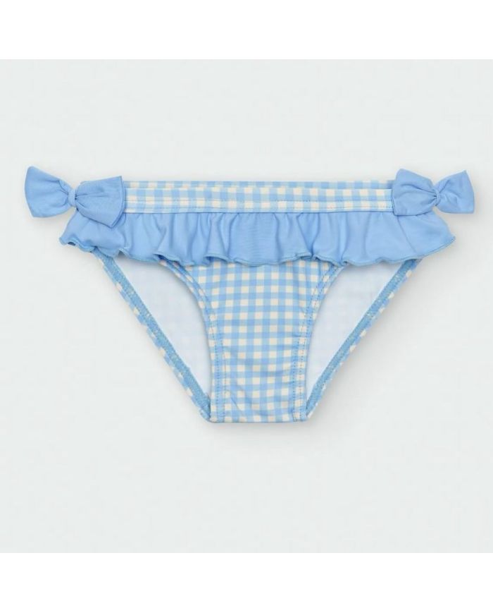 Bañador culetín vichy azul con volante y lazos – Waterlemon