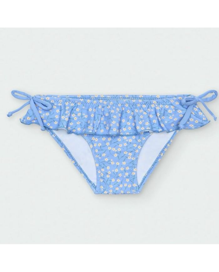 Bañador culetín azul con florecitas, volante y lazos – Waterlemon