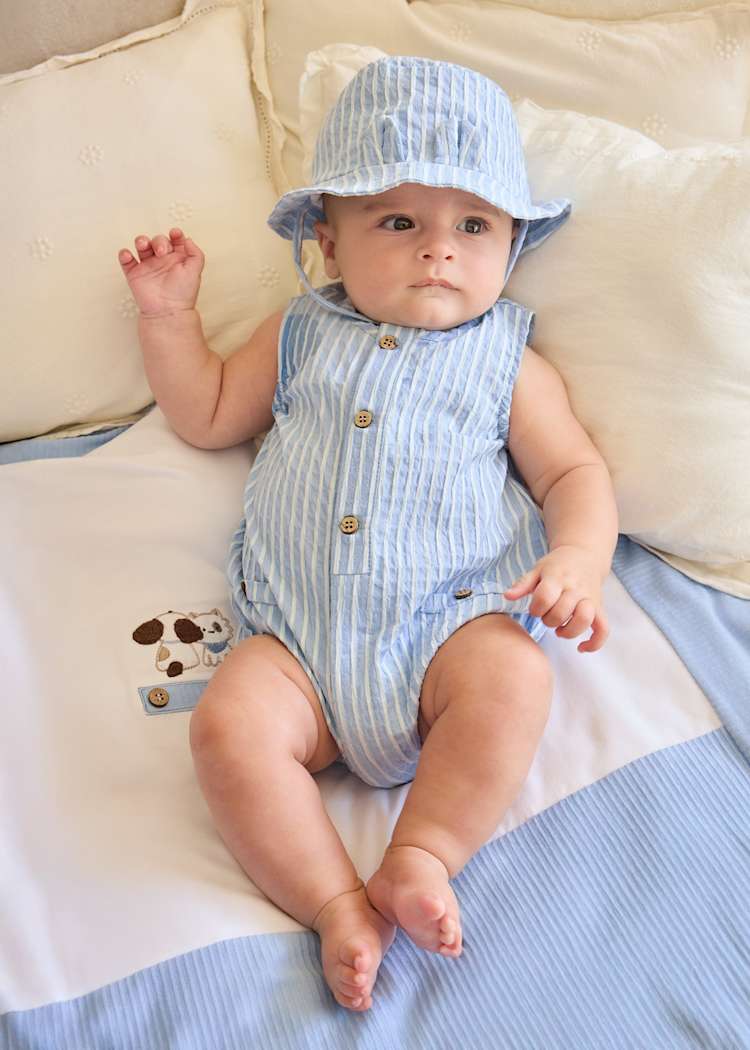 Pelele Azul Cielo con Gorro para Recién Nacido – Mayoral