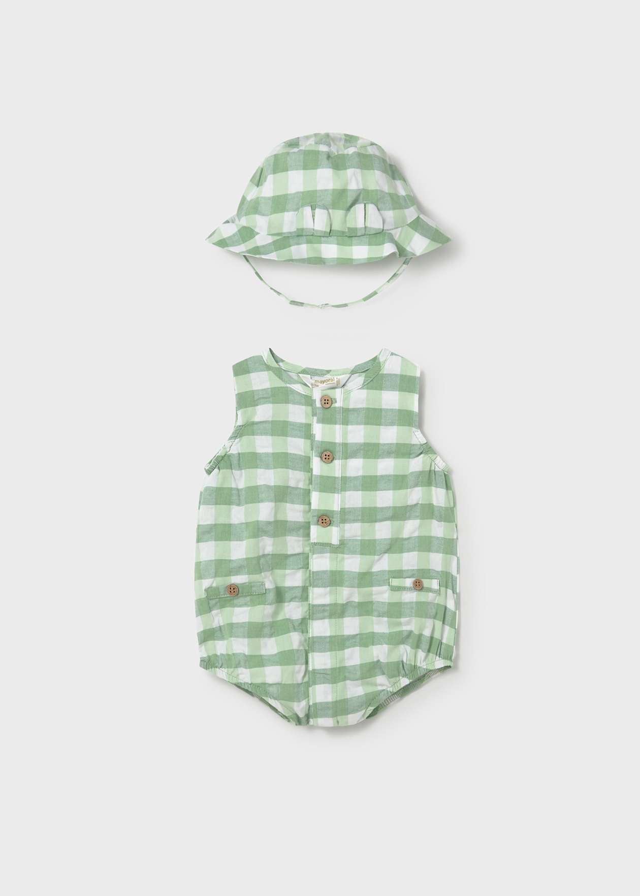 Pelele Verde de Cuadros Vichy con Gorro para Recién Nacido – Mayoral