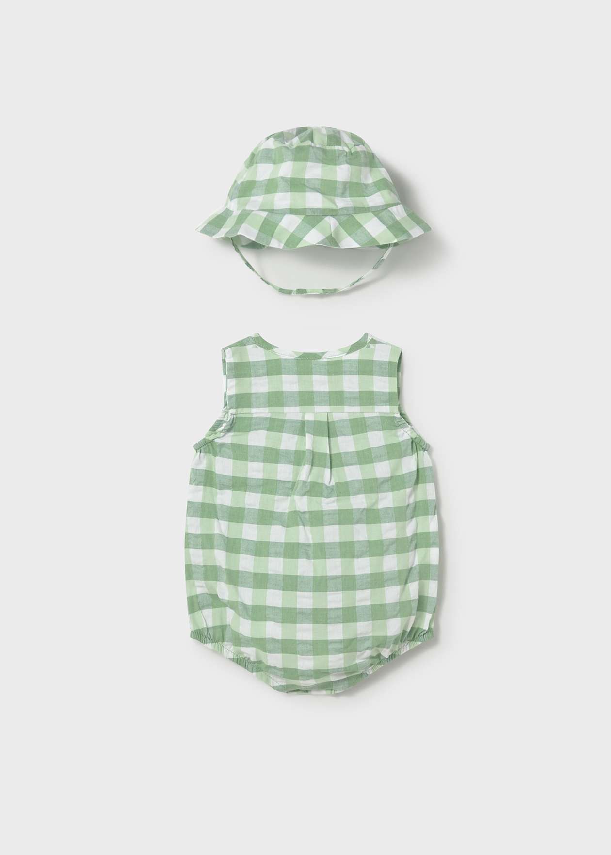Pelele Verde de Cuadros Vichy con Gorro para Recién Nacido – Mayoral