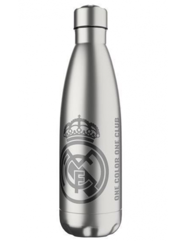 Botella Térmica Oficial Real Madrid 550 ml Acero Inoxidable -  Color Gris Plata
