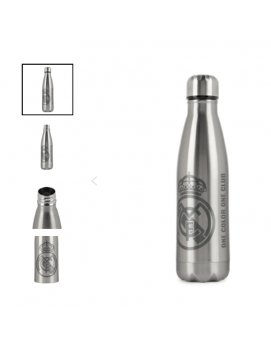 Botella Térmica Oficial Real Madrid 550 ml Acero Inoxidable -  Color Gris Plata