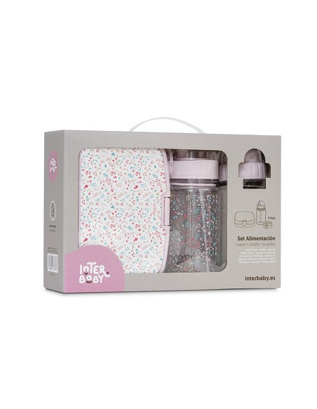 Set de Alimentación Infantil con fiambrera y botella con doble boquilla Colección Pétalos