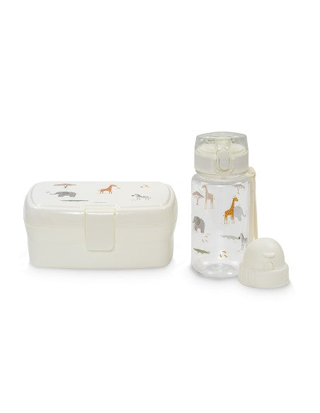 Set de Alimentación Infantil con fiambrera y botella con doble boquilla Colección Savanna