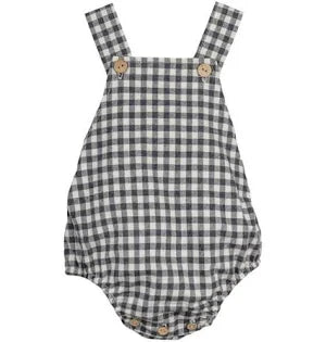Peto Segre Vichy Gris Antracita para Bebé – Tirantes Ajustables | Calamaro