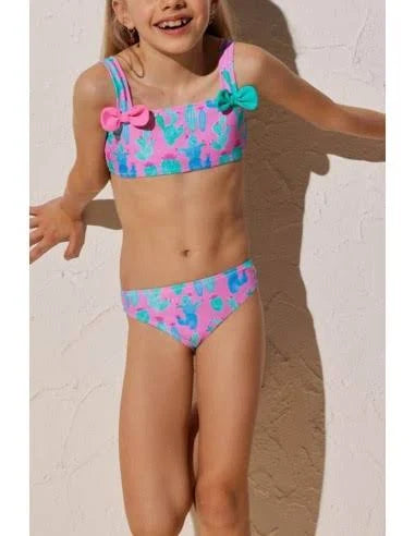 Bikini de Niña Ysabel Mora de Dos Piezas con Estampado de Cactus