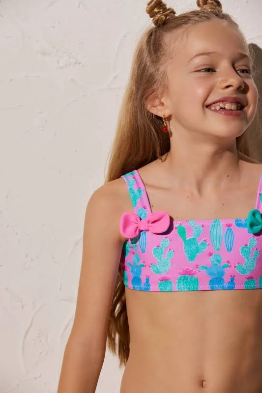 Bikini de Niña Ysabel Mora de Dos Piezas con Estampado de Cactus