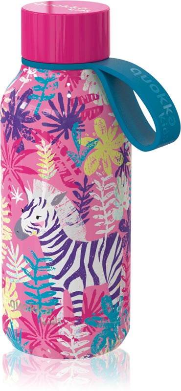 Botella Térmica Infantil Quokka Solid Kids Rosa con Estampado de Zebras 330 ml