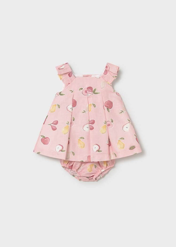 Vestido Estampado de Lino con Cubrepañal Rosa