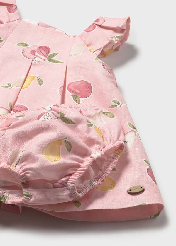 Vestido Estampado de Lino con Cubrepañal Rosa
