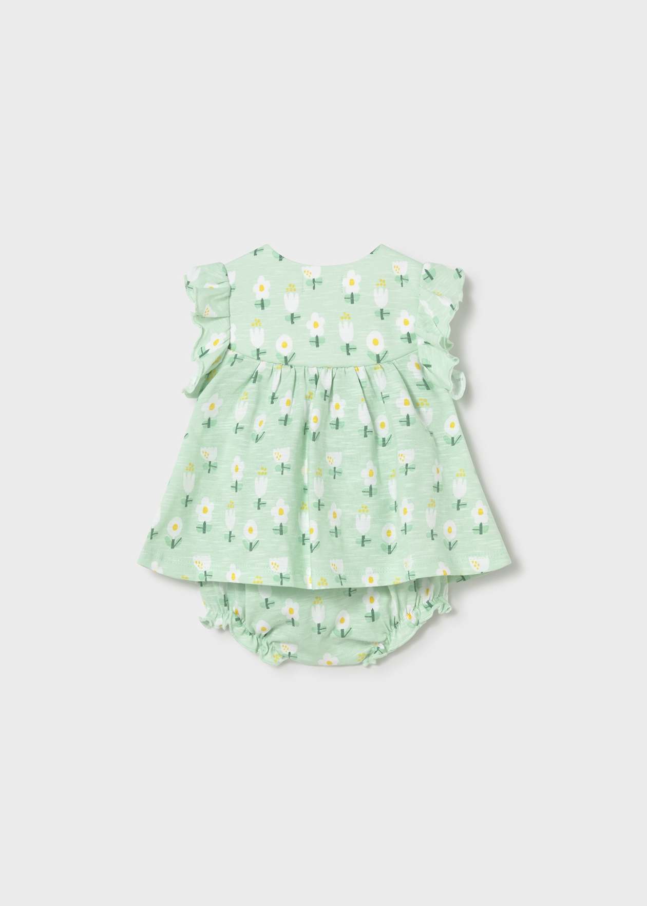 Vestido punto estampado floral niña | 100% Algodón con Cubrepañal