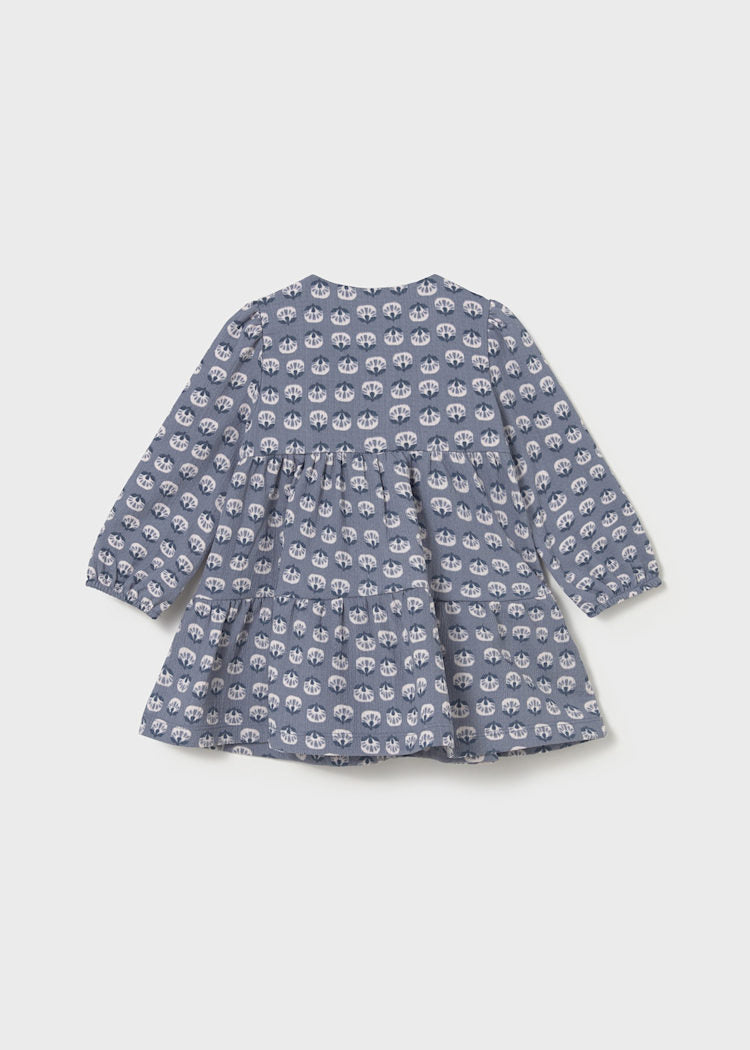 Vestido de Punto para niña Azul – Manga Larga y Estampado Elegante